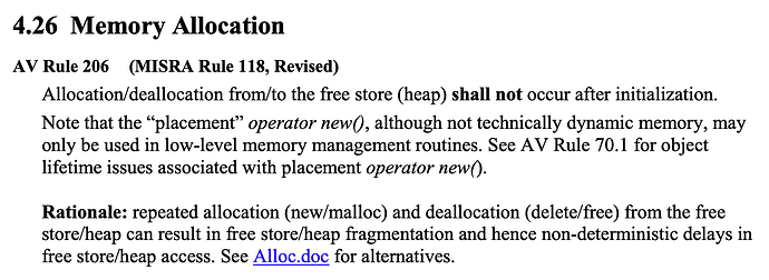 Heap allocation shall not occur after initialization